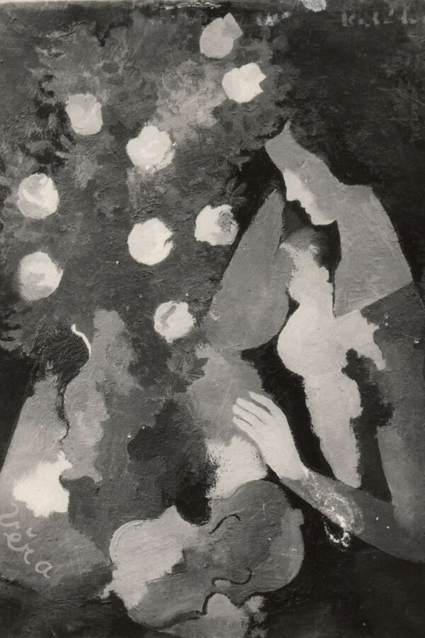 František Kaláb, Kytice bílých růží, (Vera), 1933, 87 x 64 cm